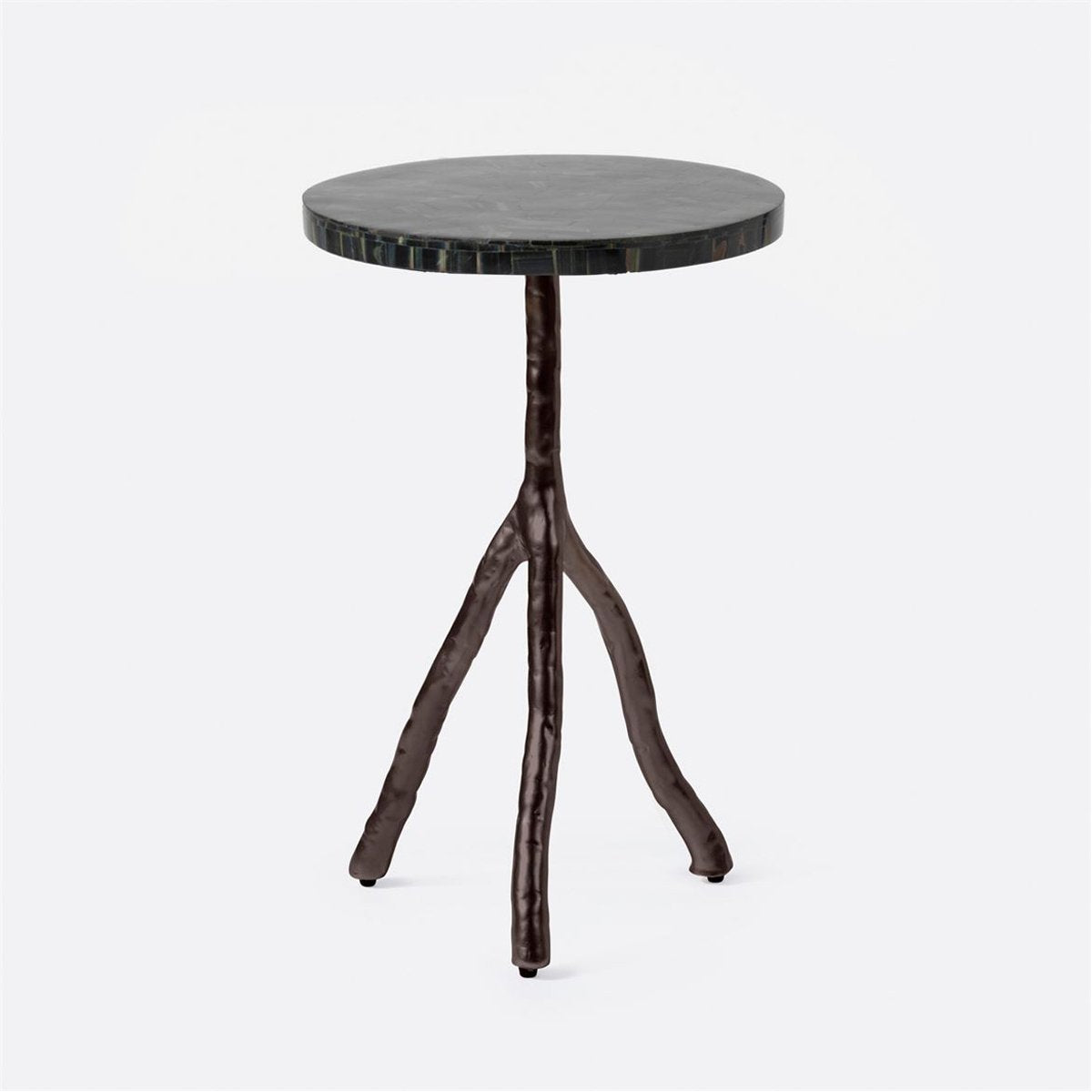 Made Goods Royce Abstract Branch 16-Inch Accent Table in Blue Tiger Eye Top