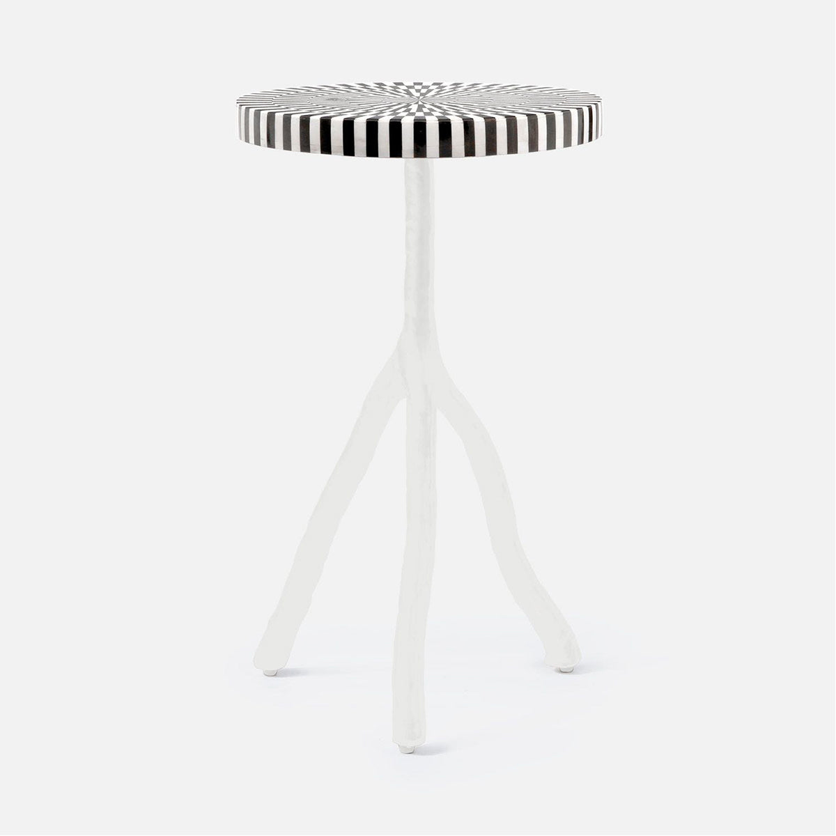 Made Goods Royce Abstract Branch 16-Inch Accent Table, Striped Marble