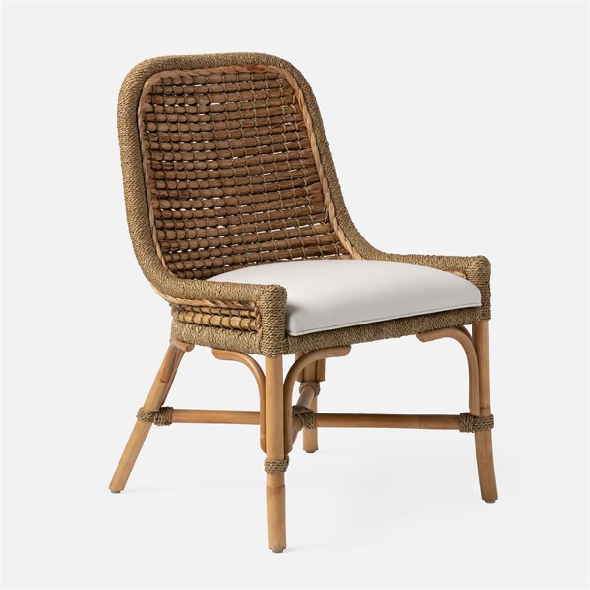 Made Goods Summer Water Hyacinth Dining Chair in Weser Fabric