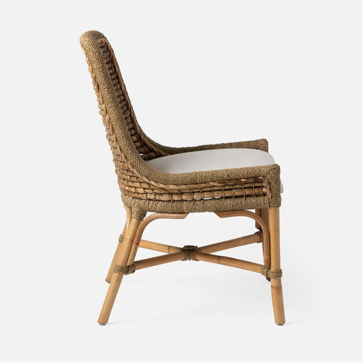 Made Goods Summer Water Hyacinth Dining Chair in Bassac Shagreen Leather