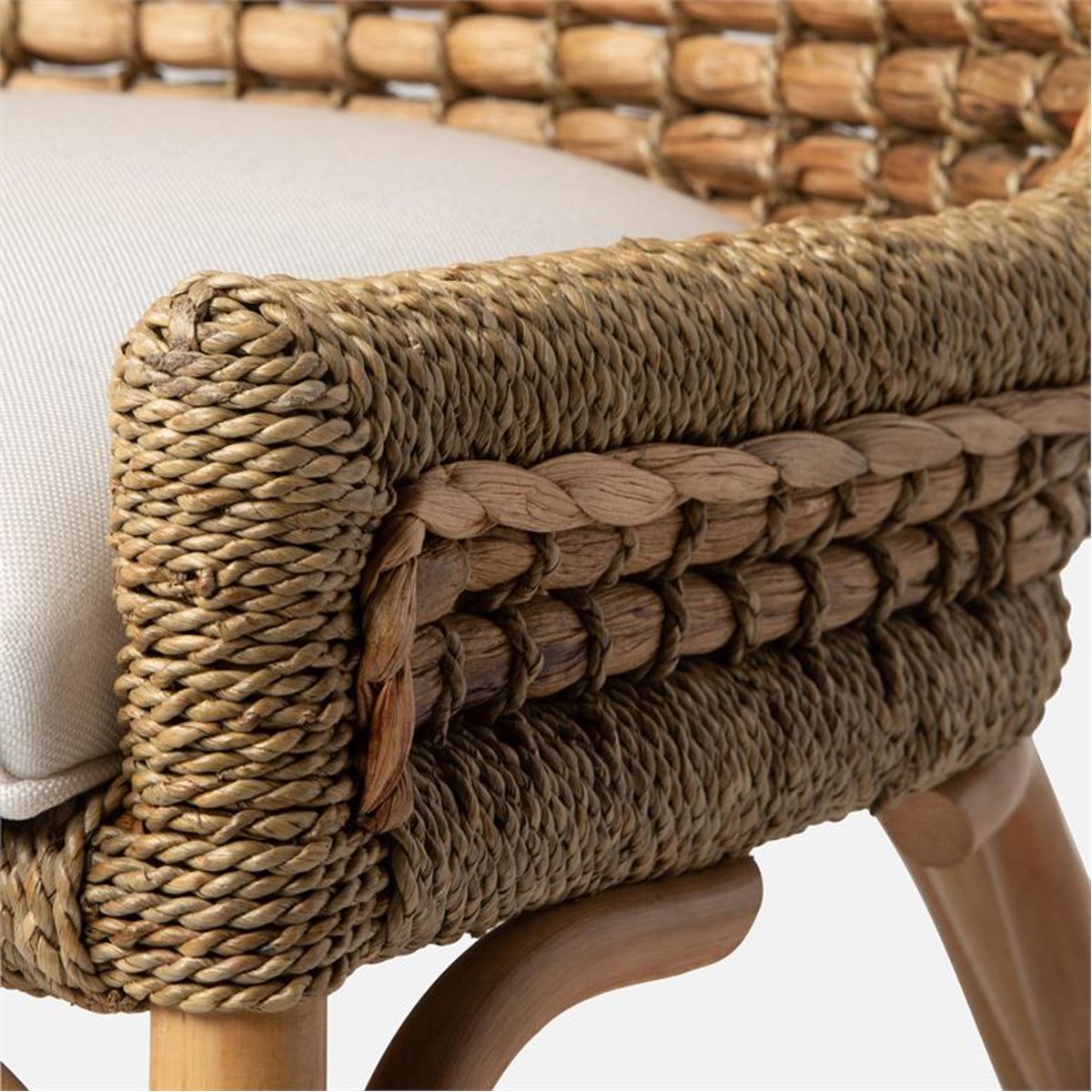 Made Goods Summer Water Hyacinth Dining Chair in Marano Wool-On Lambskin