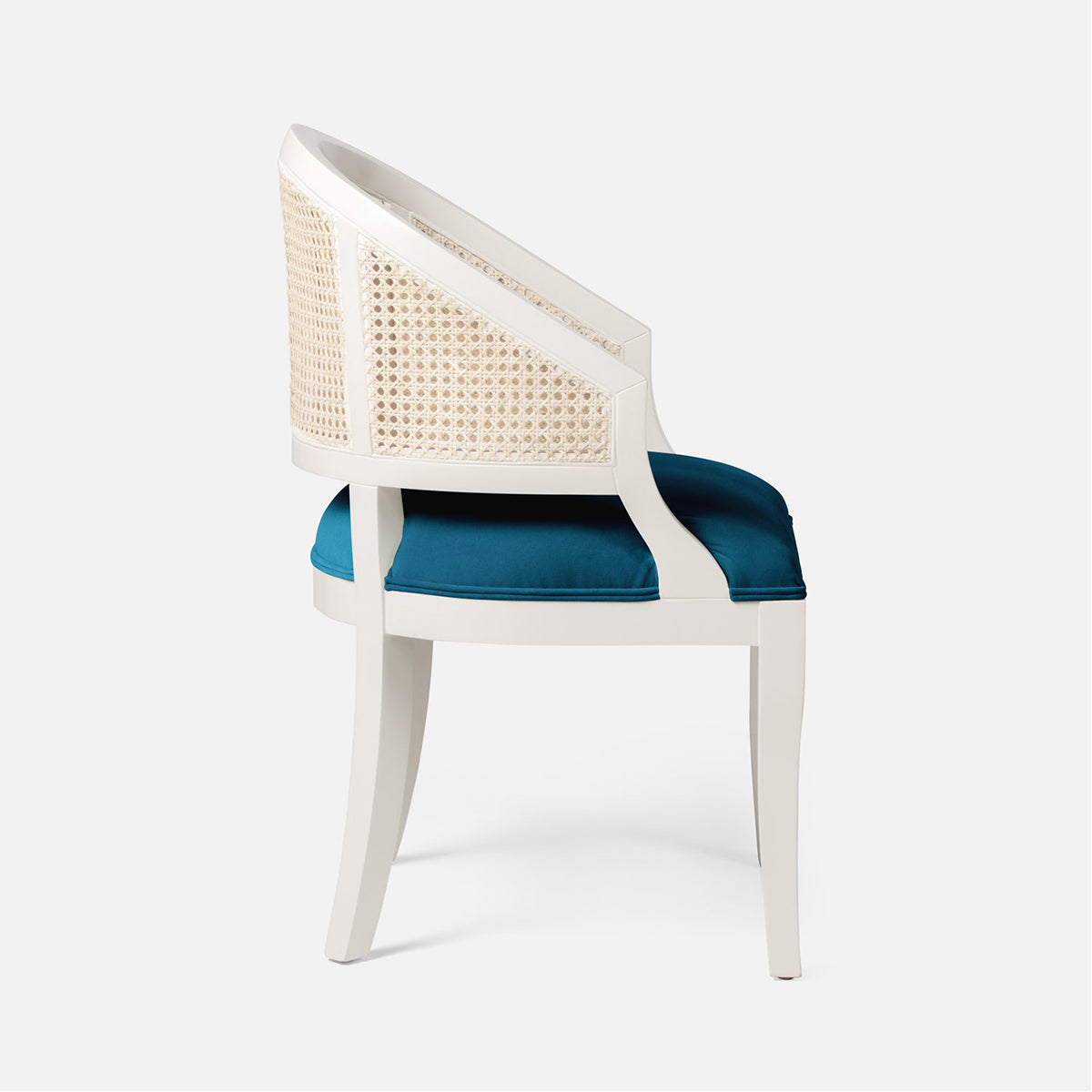 Made Goods Sylvie Curved Cane Back Dining Chair in Weser Fabric