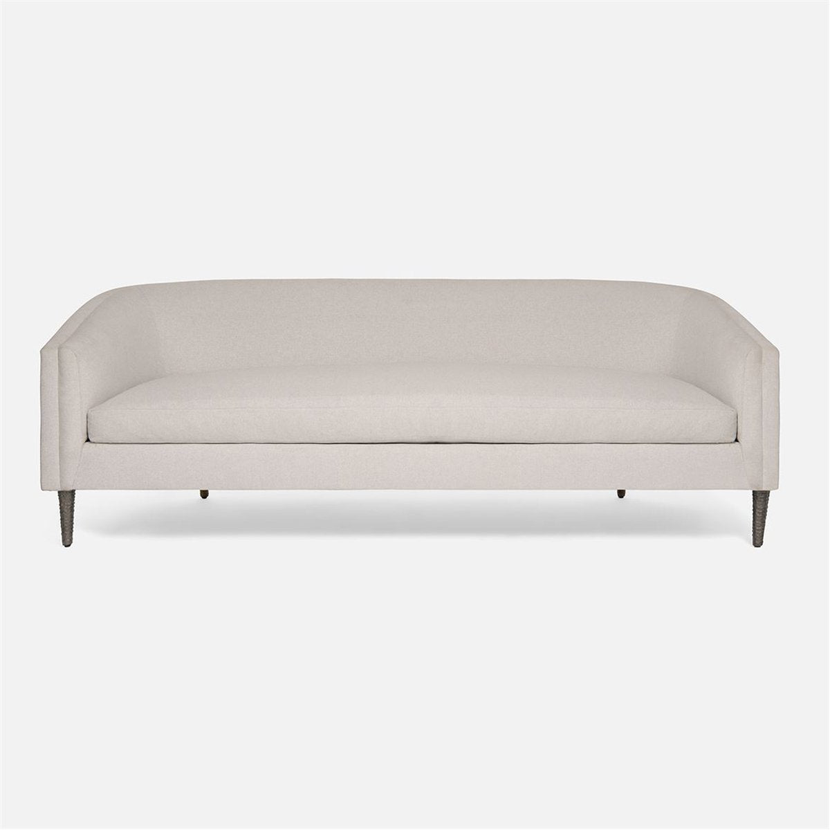 Made Goods Theron Upholstered Curved Back Sofa in Rhone Navy Leather