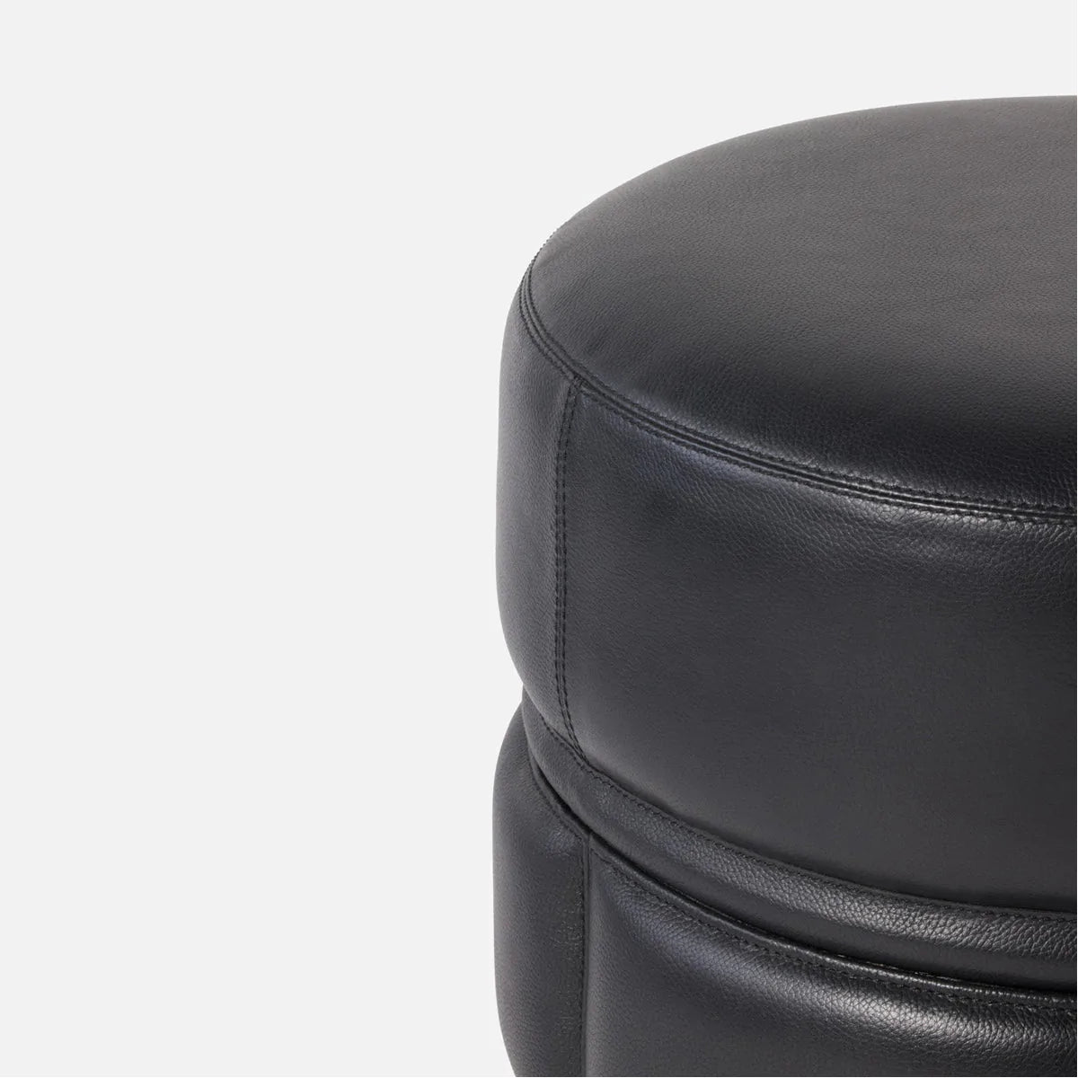 Made Goods Vaughn Round Ribbed Leather Stool
