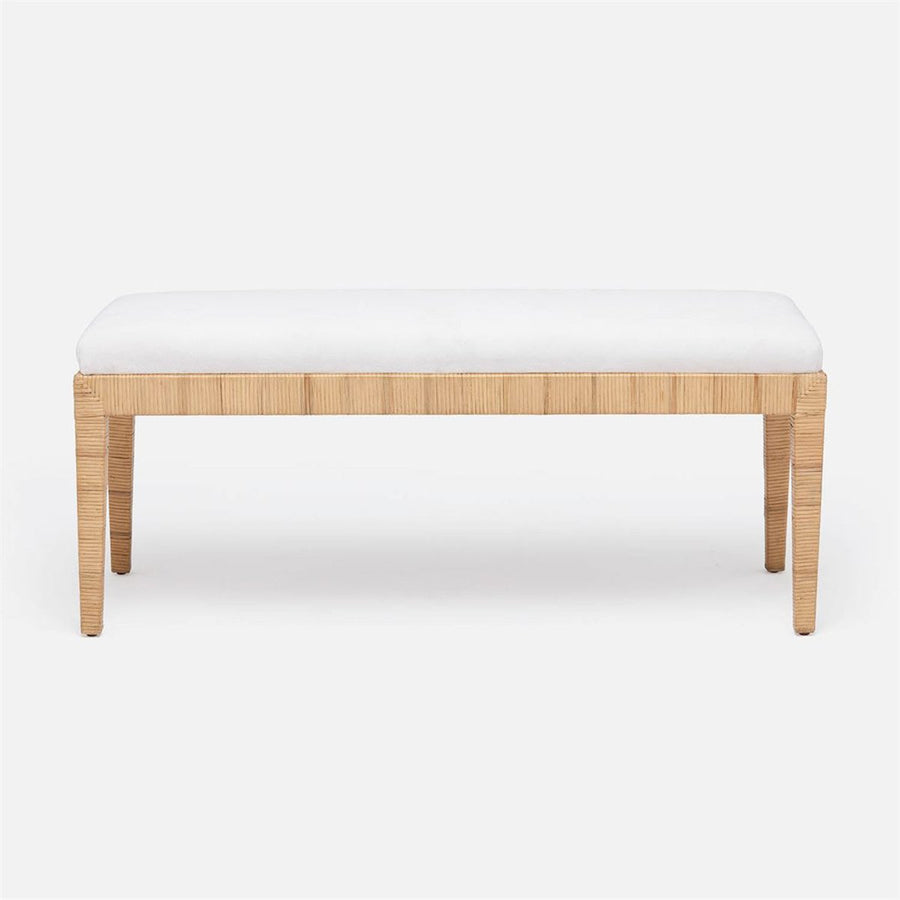 Made Goods Wren Upholstered Rattan Double Bench in Rhone Leather