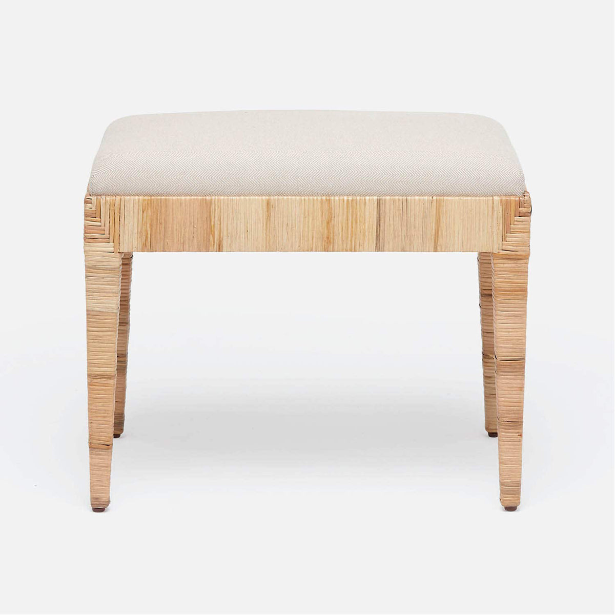 Made Goods Wren Upholstered Rattan Single Bench in Pagua Fabric