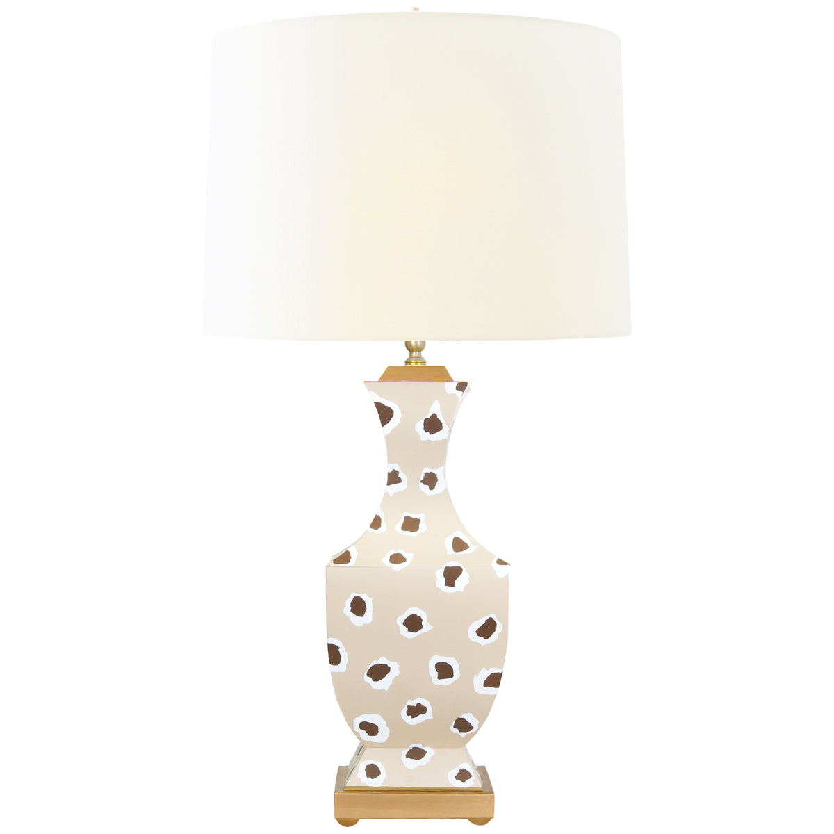Worlds Away Handpainted Tole Table Lamp in Brown Leopard Pattern