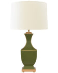 Worlds Away Handpainted Tole Table Lamp in Olive with Gold Detail