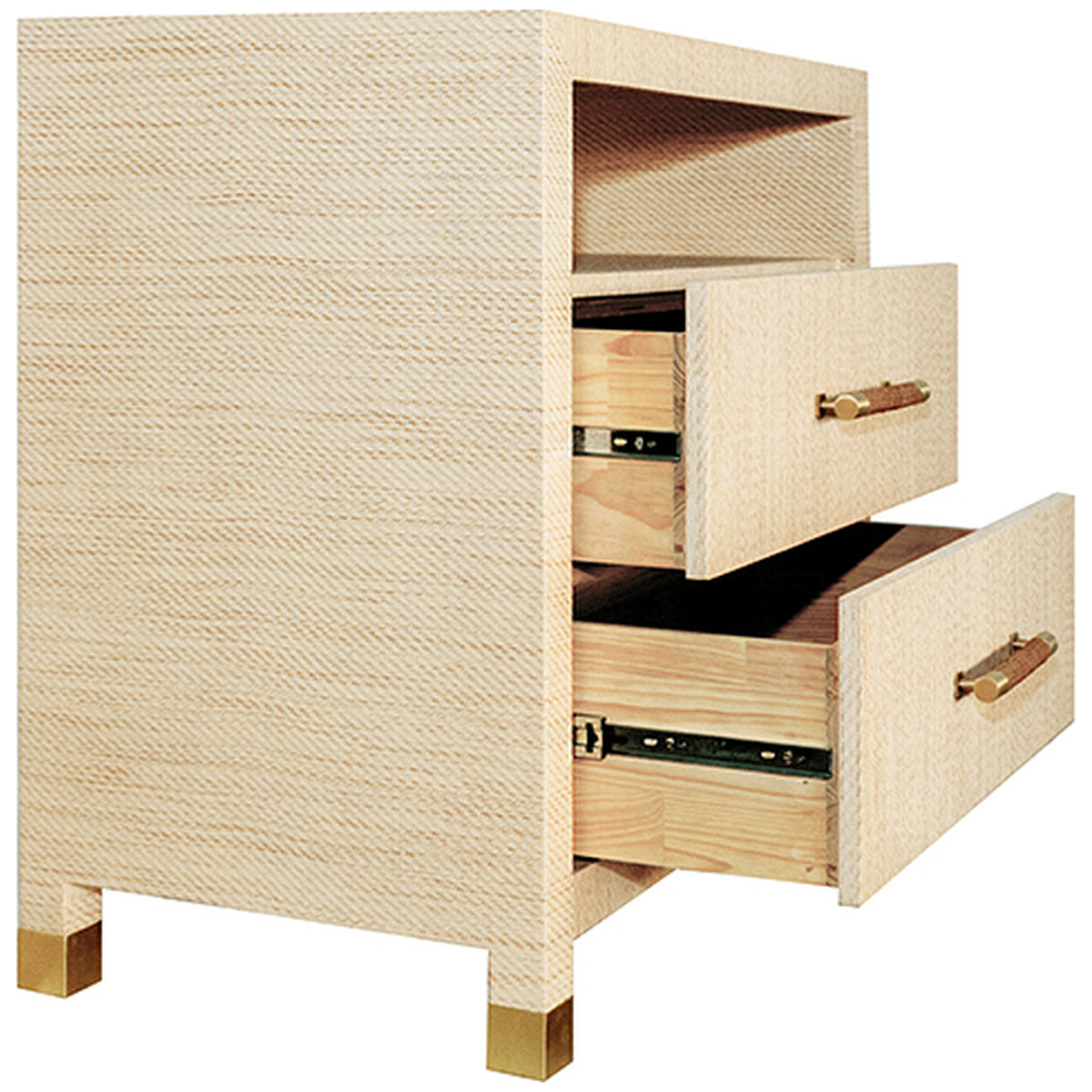 Worlds Away 2-Drawer Side Table with Rattan Wrapped Handles