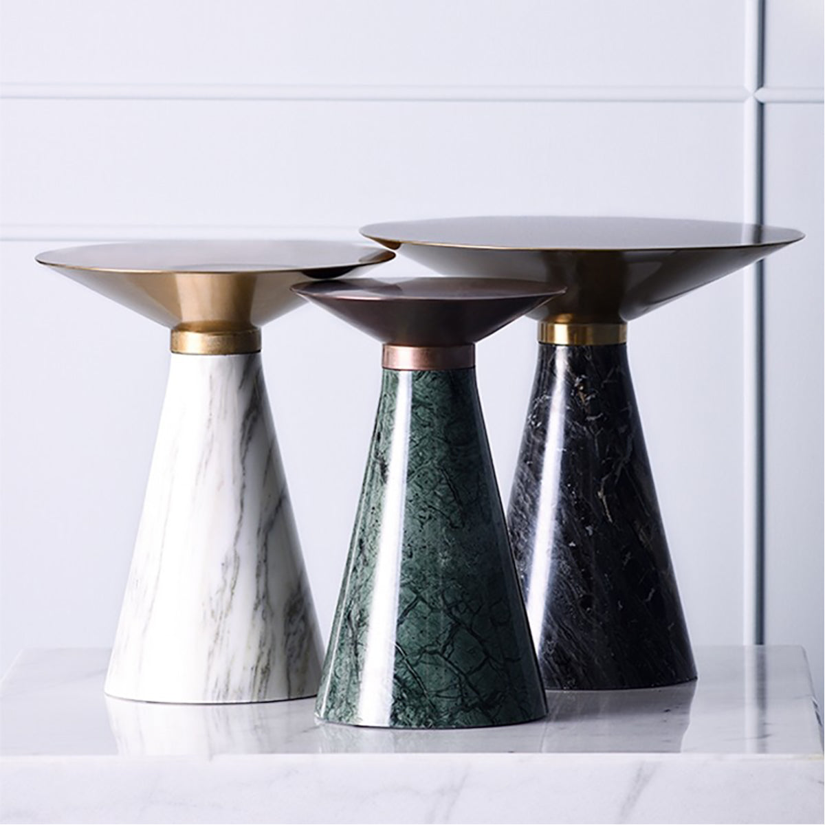 Nuevo Living Iris Side Table - Green Marble
