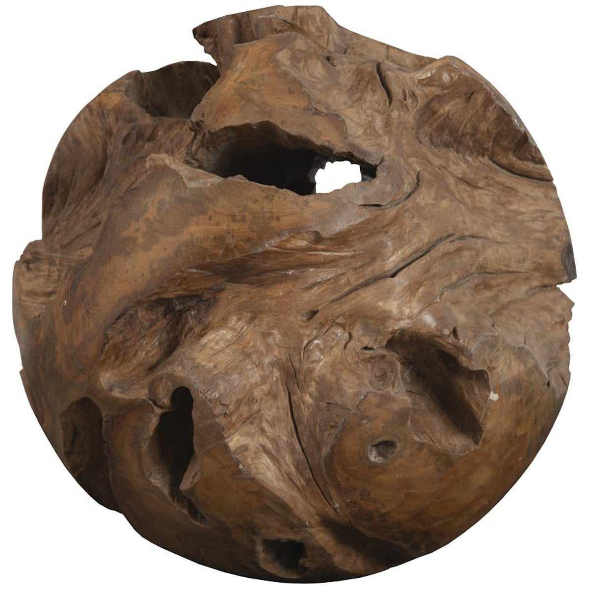 Phillips Collection Teak Wood Ball Sculpture, Large