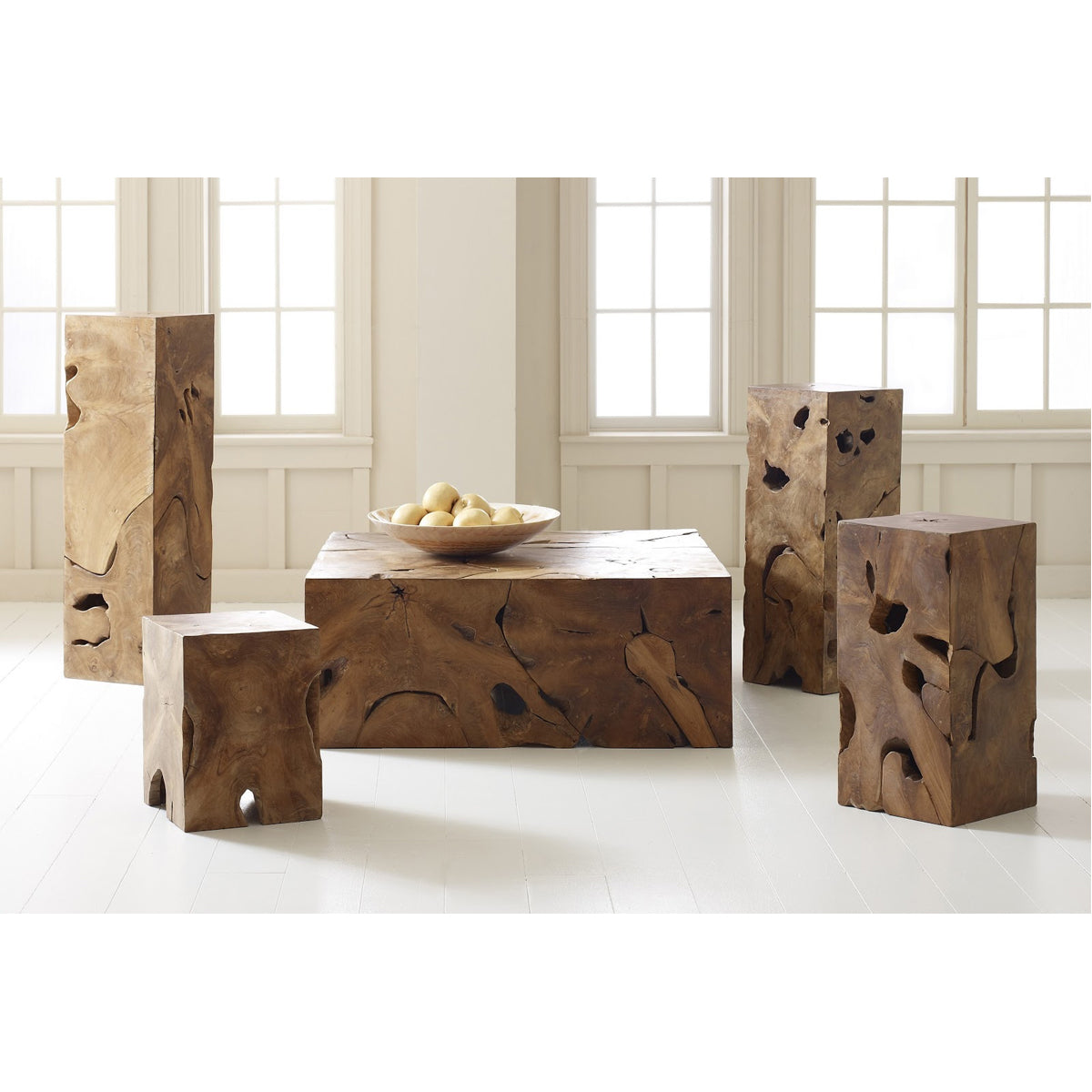 Phillips Collection Teak Slice Square Stool