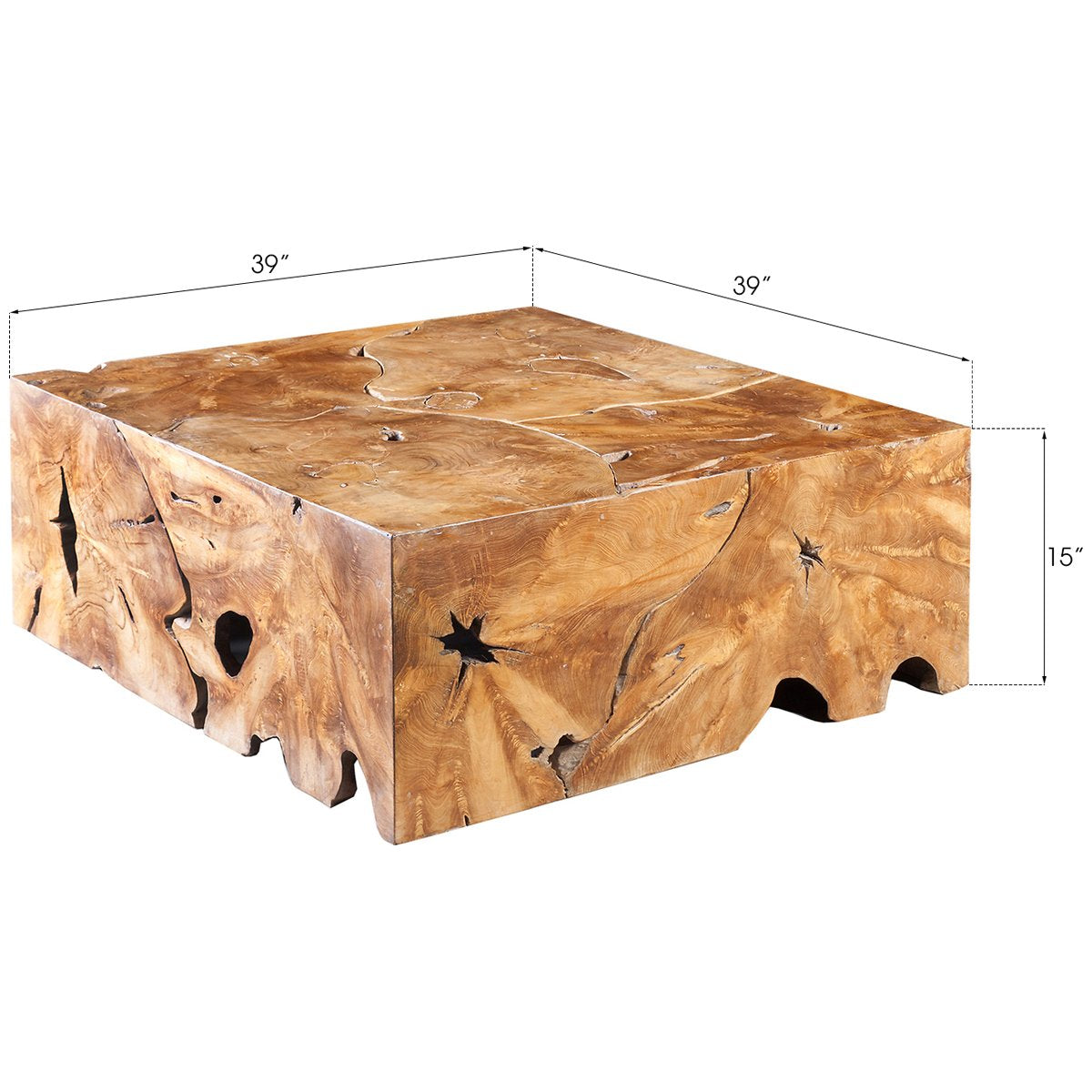 Phillips Collection Teak Slice Coffee Table, Square