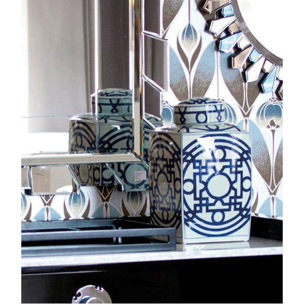 Bungalow 5 Jasper Square Jar in Blue and White