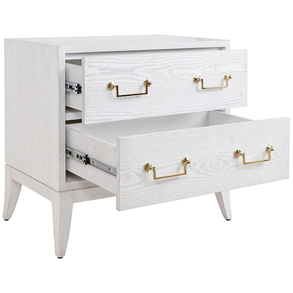 Worlds Away Sabre Leg 2-Drawer Side Table with Brass Swing Handle
