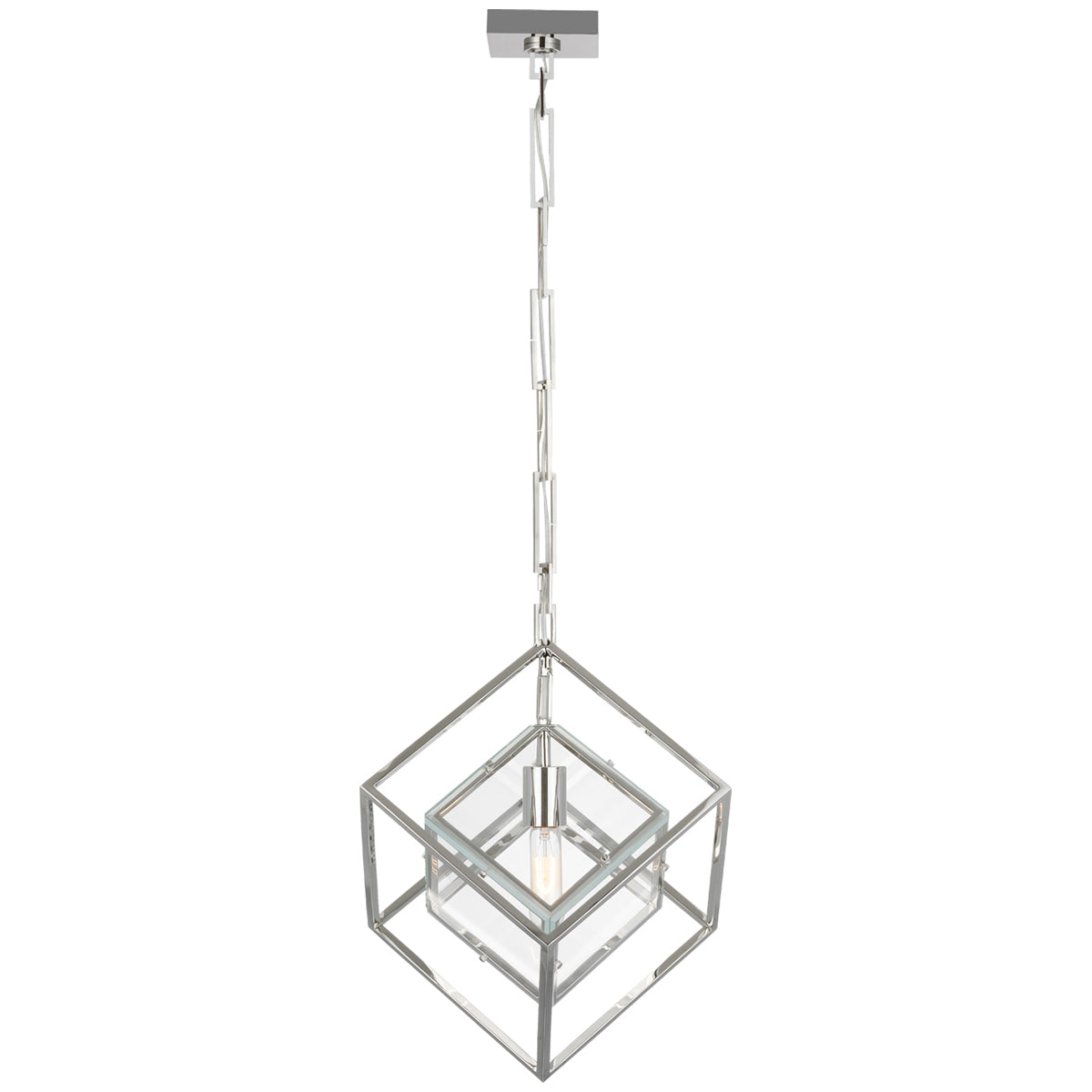Visual Comfort Cubed Medium Pendant with Clear Glass