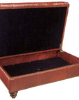Hickory White Cognac Leather Storage Ottoman
