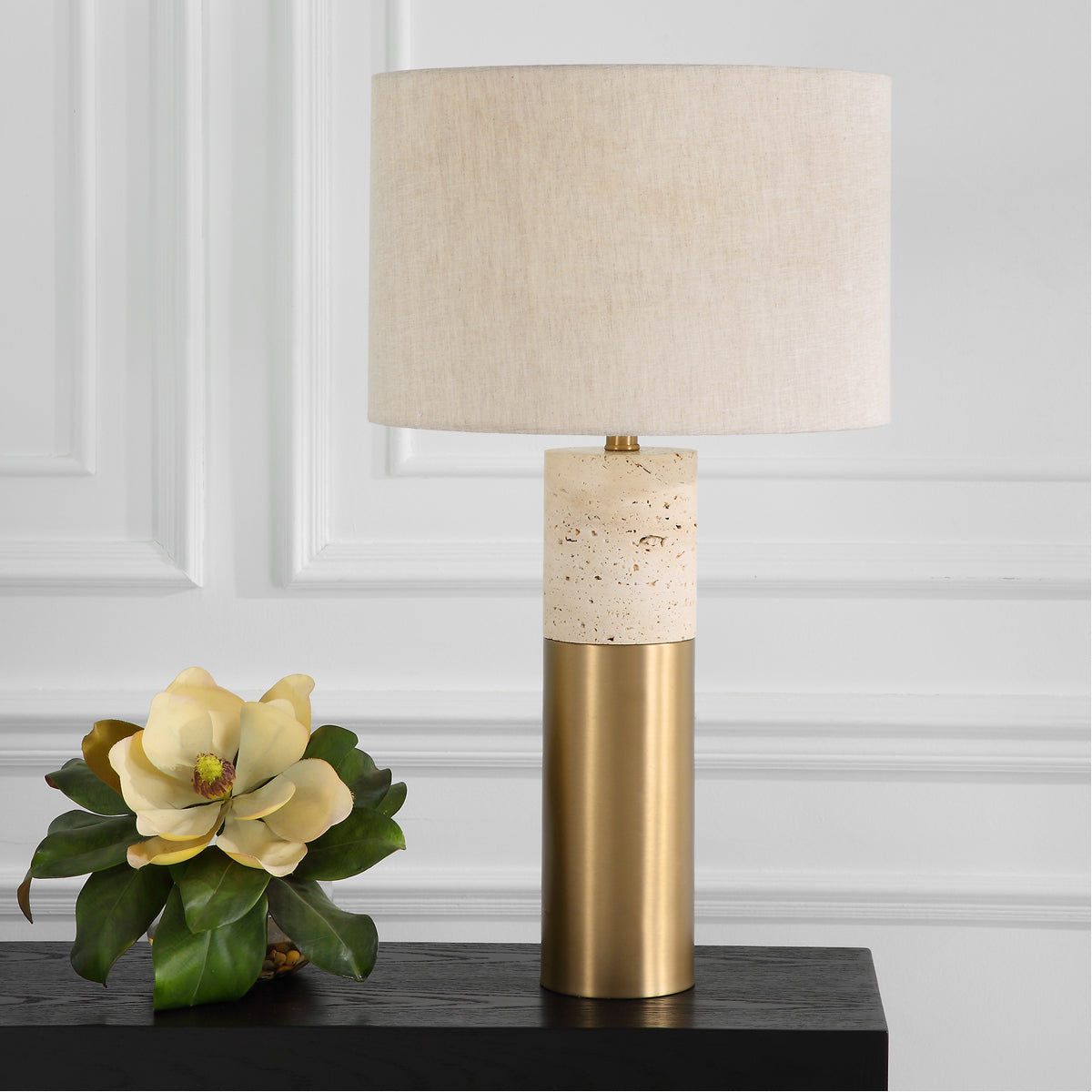 Uttermost Gravitas Elegant Brass and Stone Lamp