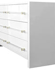 Worlds Away Luke Six Drawers Chest in Glossy White Lacquer Finish