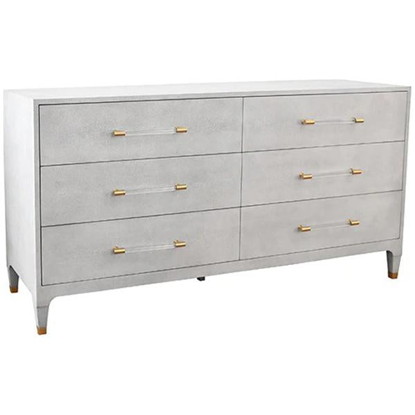 Worlds Away Maren Six Drawers Chest in Faux Shagreen