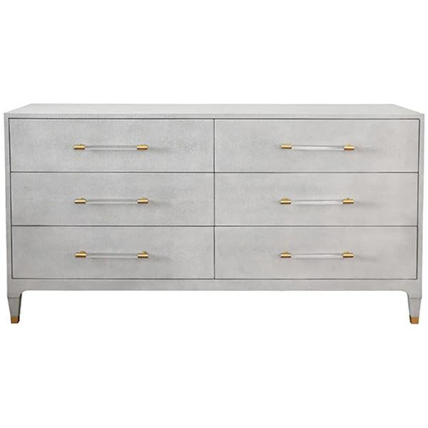 Worlds Away Maren Six Drawers Chest in Faux Shagreen