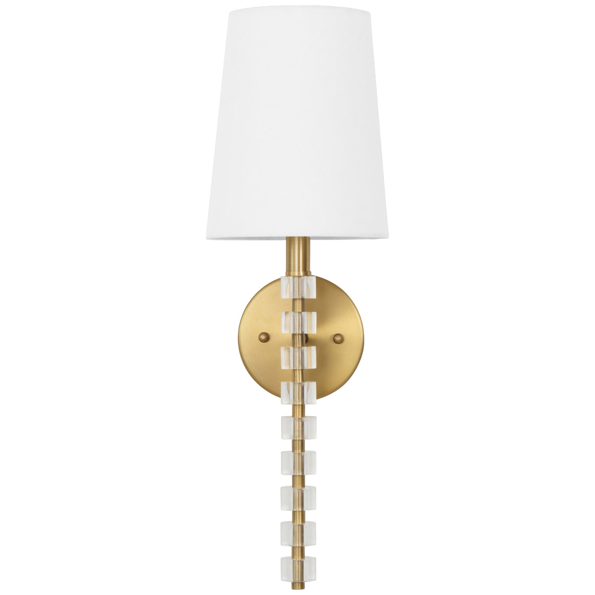Worlds Away 1-Light Sconce in Acrylic and Brushed Brass