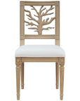 Worlds Away Coral Motif Back Dining Chair with White Linen Seat