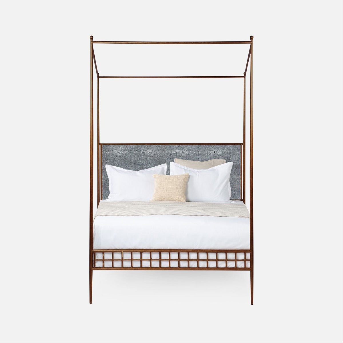 Made Goods Hamilton Textured Iron Canopy Bed in Colorado Leather