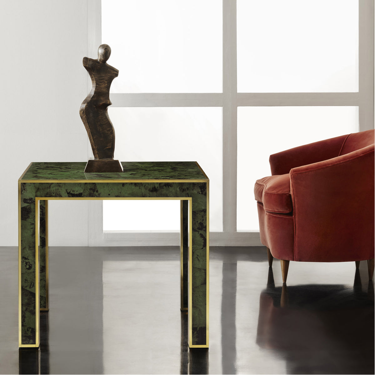 Modern History Brice End Table - Emerald Penshell