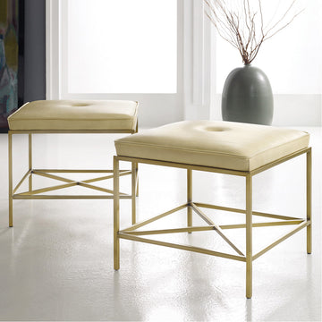 Modern History Leather and Brass Stool