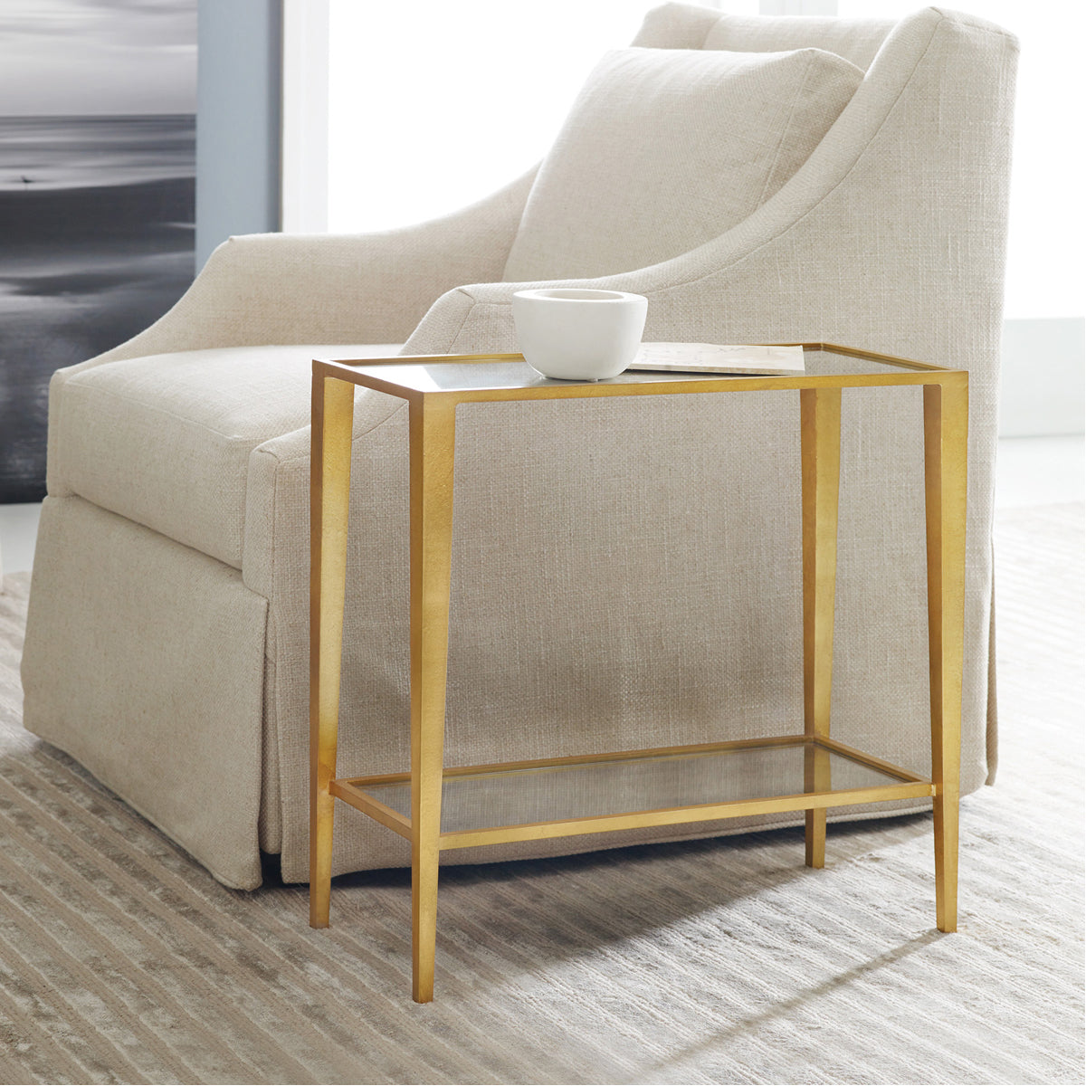 Modern History Large Gilt Chairside Table