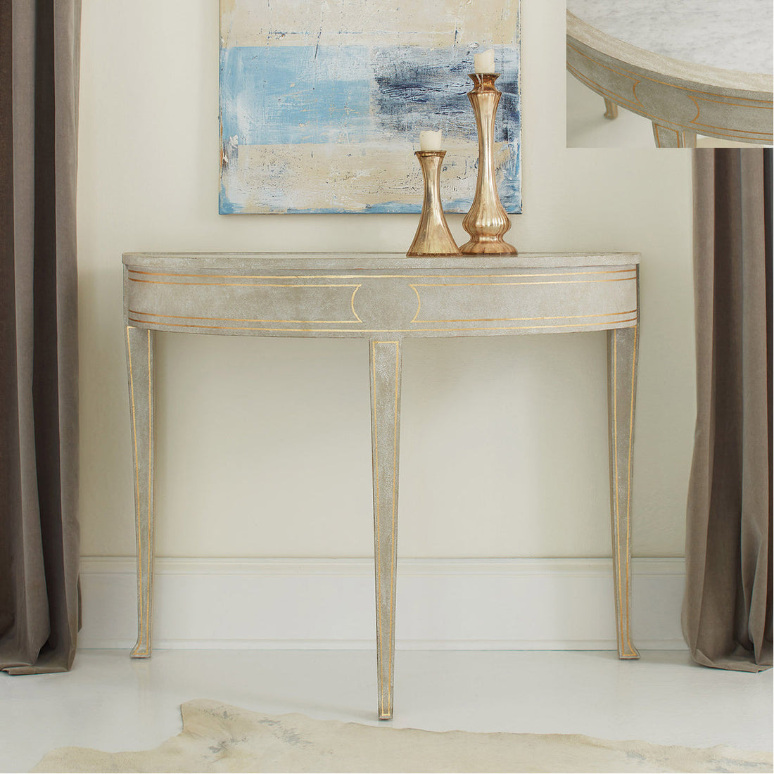 Modern History Ryn Demilune Table - Marble Top Insert