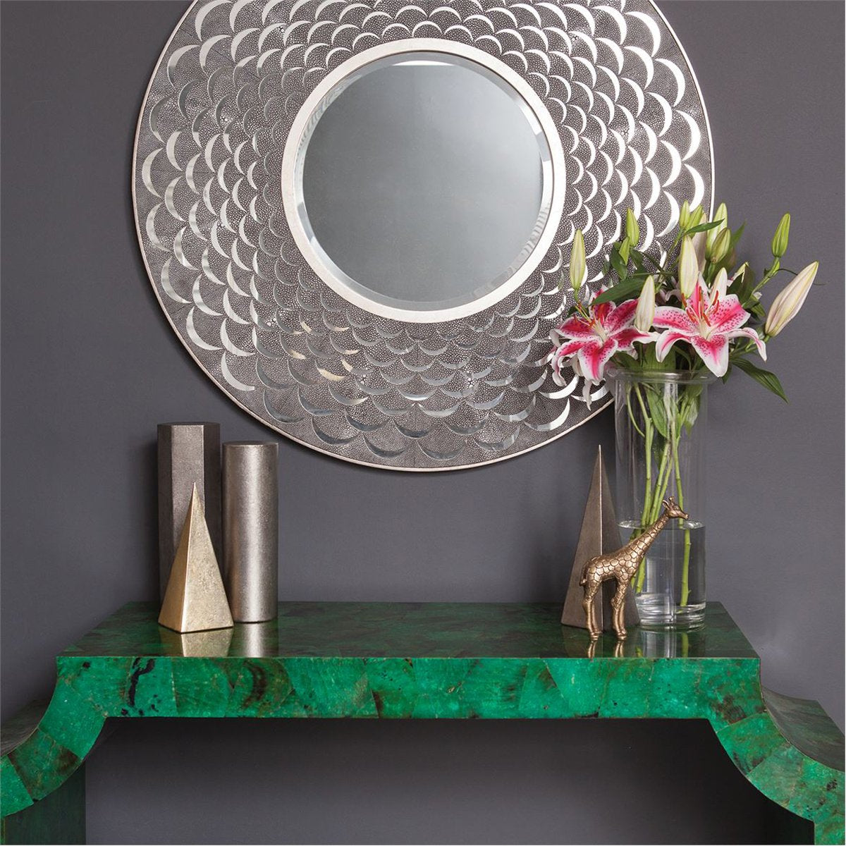 Made Goods Natalie Scalloped Realistic Faux Shagreen Mirror