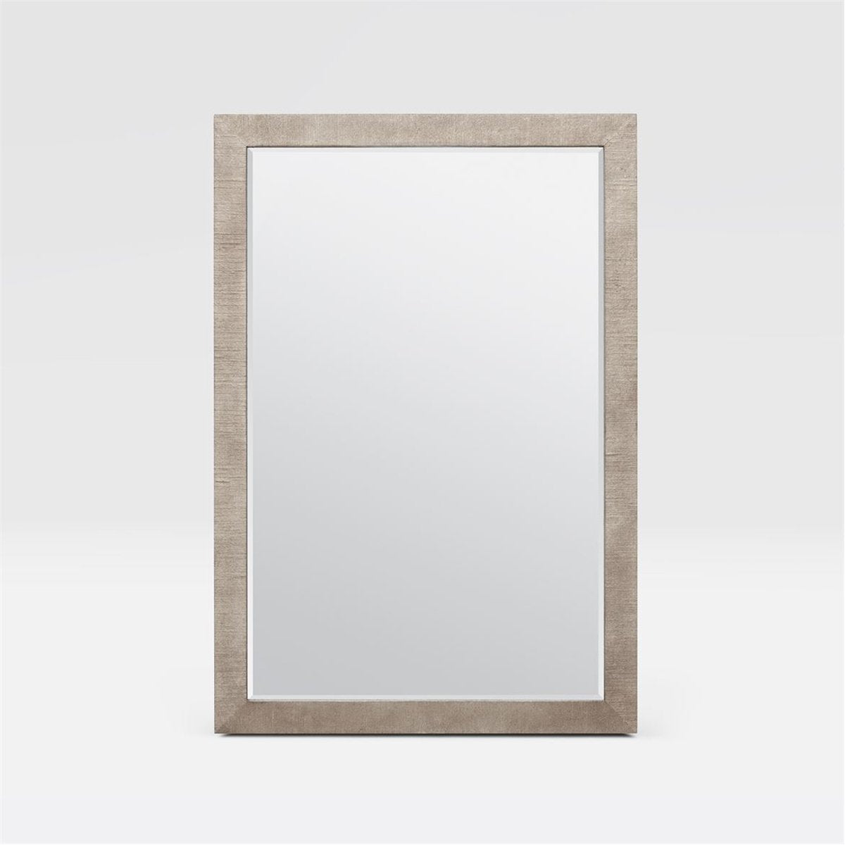 Made Goods Sidney Perfect Vanity Mirror in Warm Silver Faux Silk