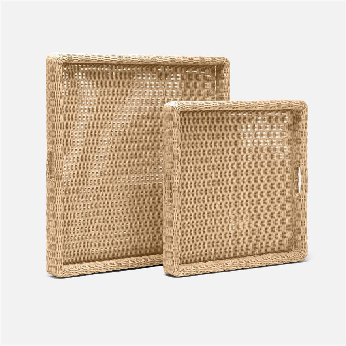 Made Goods Avani Faux Wicker Xl Square Outdoor Tray, 2-Piece Set