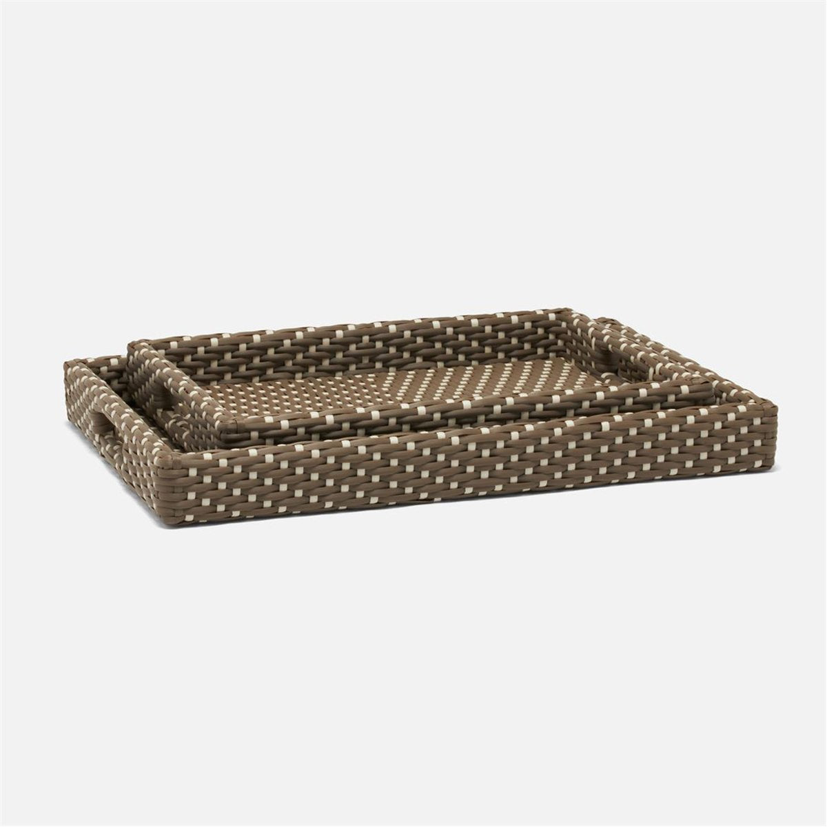 Made Goods Avanna High-Contrast Faux Wicker Outdoor Tray, 2-Piece Set