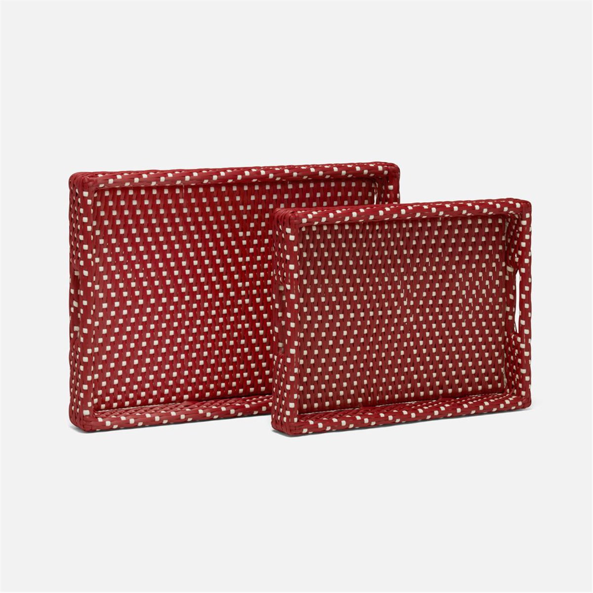 Made Goods Avanna High-Contrast Faux Wicker Outdoor Tray, 2-Piece Set