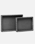 Made Goods Avanna High-Contrast Faux Wicker Outdoor Trays, 2-Piece Set
