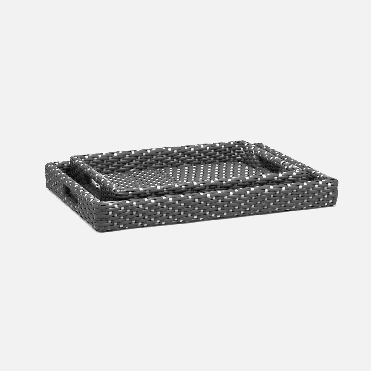 Made Goods Avanna High-Contrast Faux Wicker Outdoor Trays, 2-Piece Set