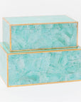 Made Goods Erin Turquoise Hammered Shell Box, 2-Piece Set