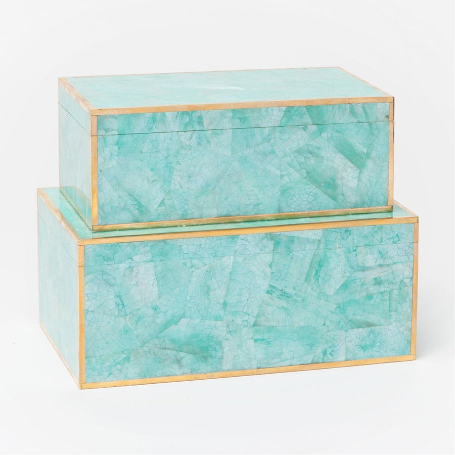 Made Goods Erin Turquoise Hammered Shell Box, 2-Piece Set