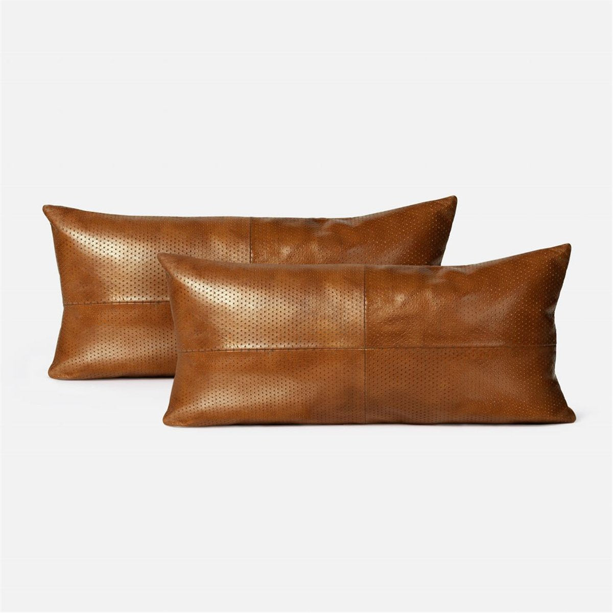 Made Goods Kody Perforated Full-Grain Leather Pillows, Set of 2