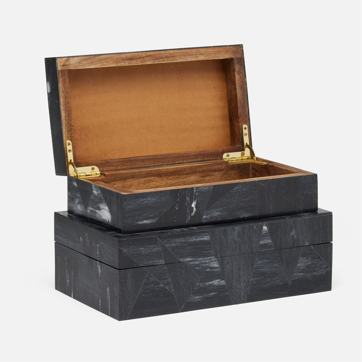 Made Goods Travis Marbled Resin Veneer Box, 2-Piece Set