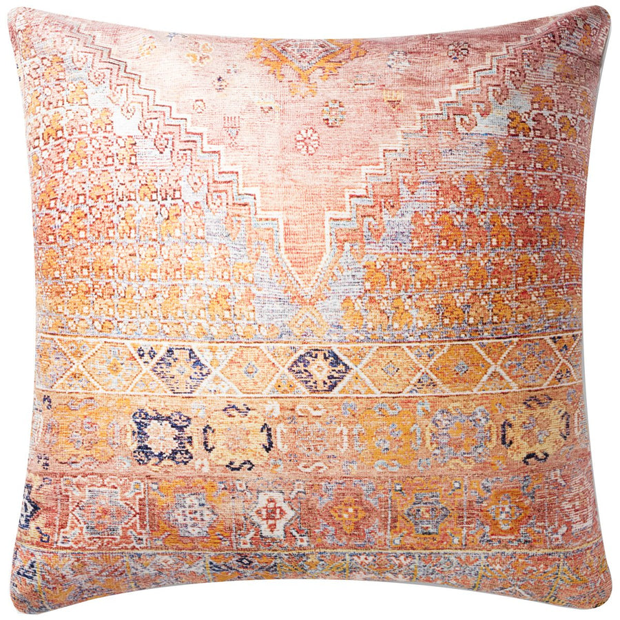 Loloi P0885 Coral and Multi 3' x 3' Floor Pillow, Set of 2