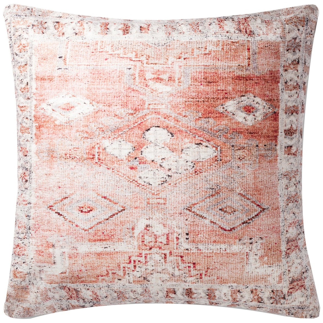 Loloi P0886 Coral and Multi 3' x 3' Floor Pillow, Set of 2
