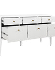 Worlds Away Fluted 6-Drawer Buffet with Brass Knobs