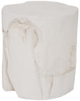 Phillips Collection Slice Round White Stone Outdoor Stool