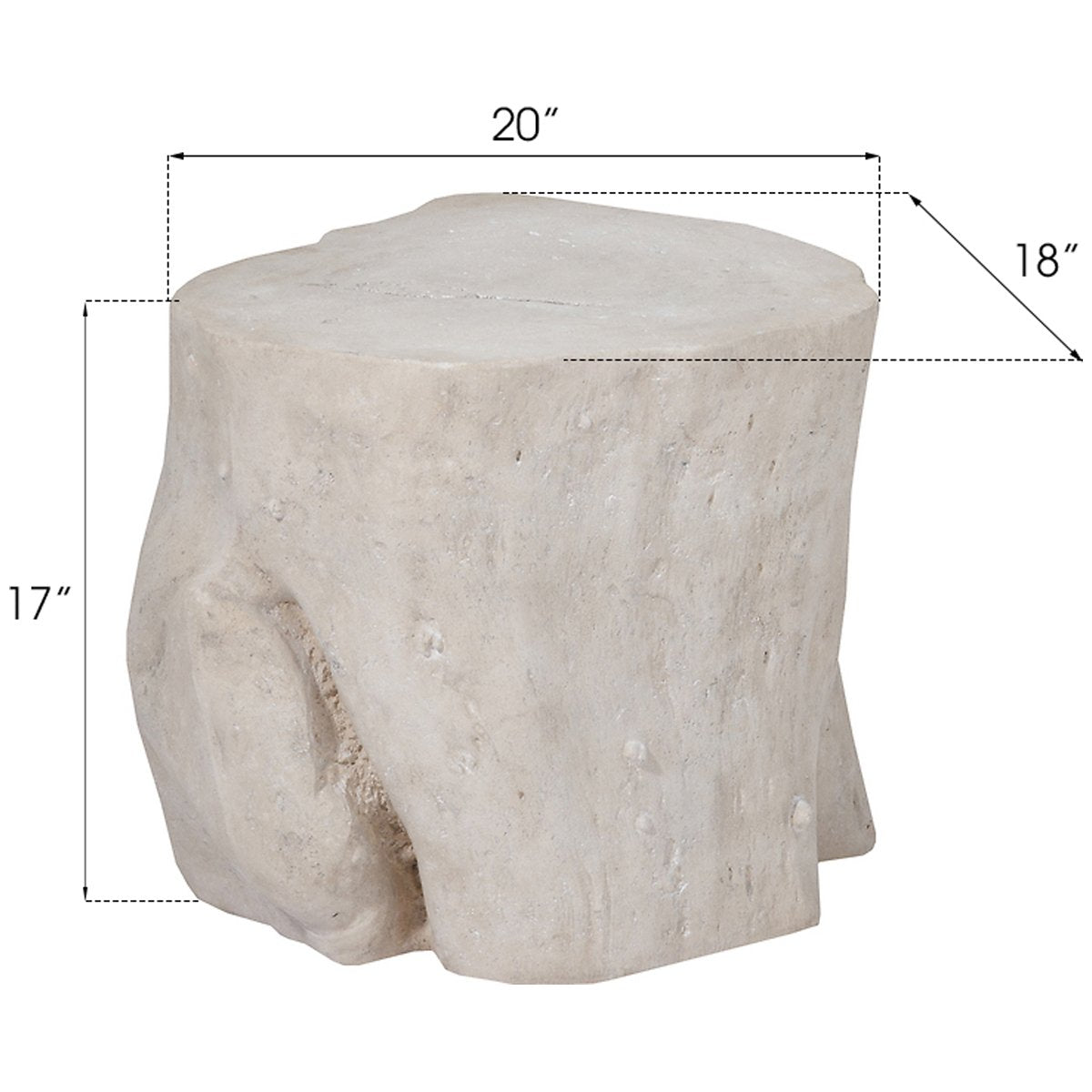 Phillips Collection Log Large Stool, Roman Stone