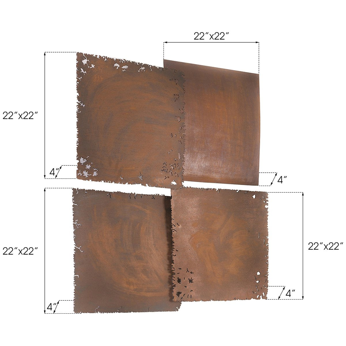 Phillips Collection Cast Square Oil Drum Wall Tiles, Set of 4