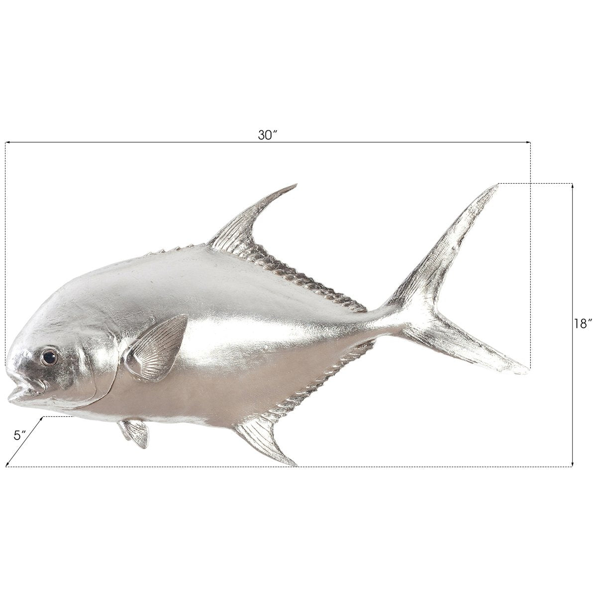 Phillips Collection Permit Fish Wall Sculpture, Silver Leaf